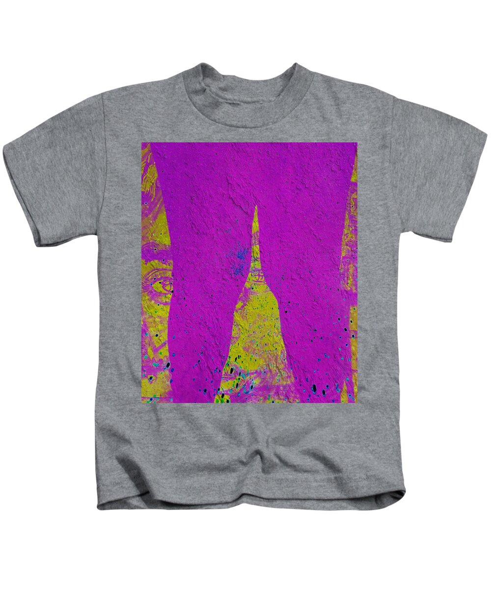 Knock-knees Eyes Person Girl Abstract Software Ipad-air Iphone Sandiego California Purple Rough Person Girl Knees Pants Pea-green Photograph Kids T-Shirt featuring the digital art Knock Knees and Eyes by Kathleen Boyles