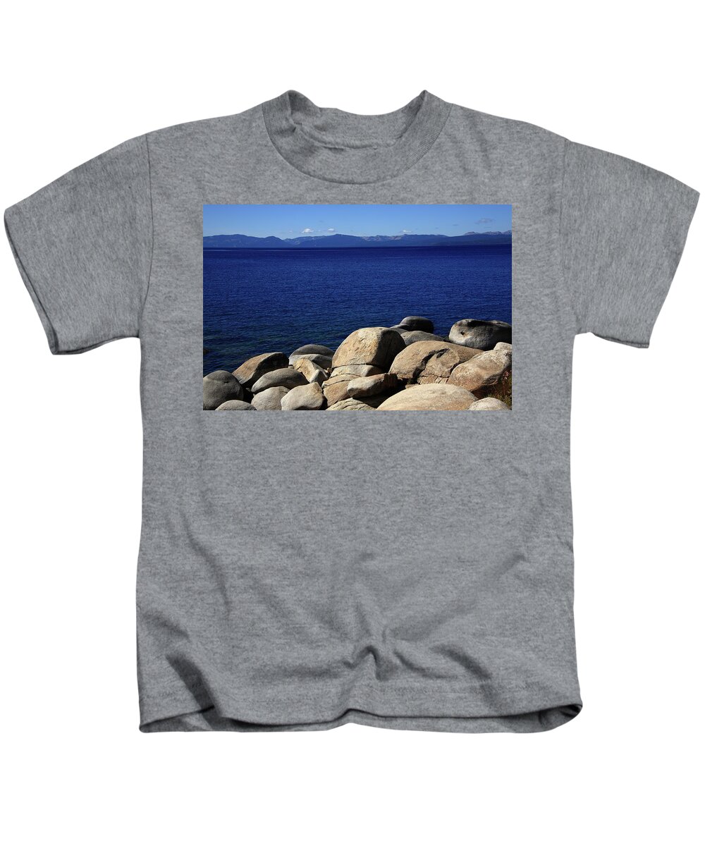 Art Kids T-Shirt featuring the photograph Lake Tahoe Rocky Shore 2008 #1 by Frank Romeo