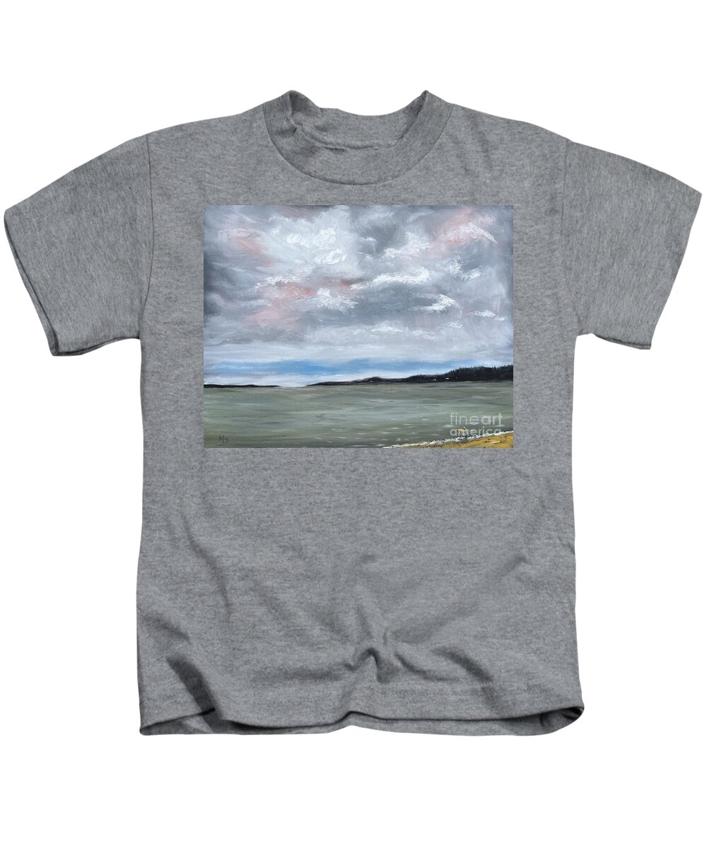 Ontario Kids T-Shirt featuring the painting Lake Temiskaming by Monika Shepherdson