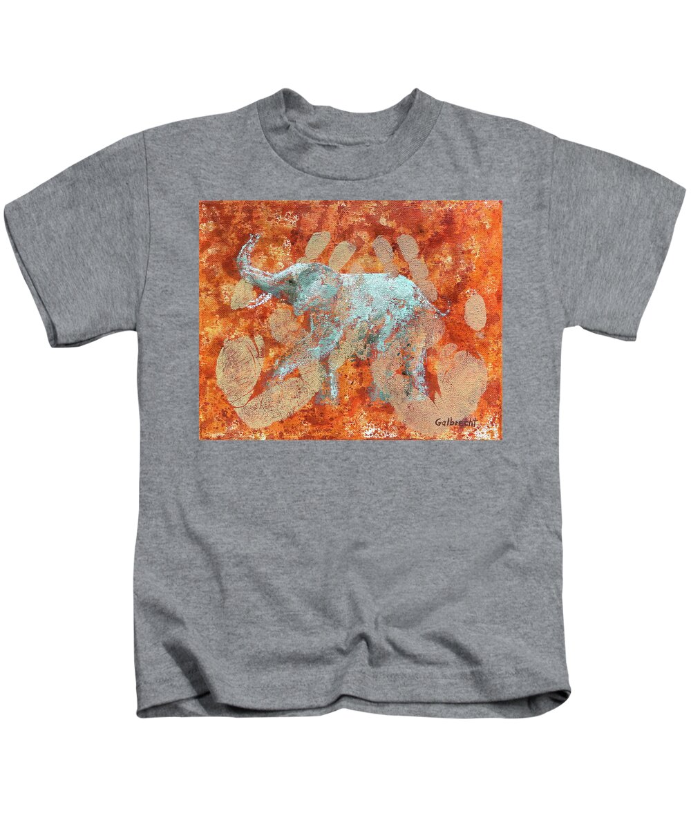Elephant Kids T-Shirt featuring the painting Last Chance I by Shirley Galbrecht