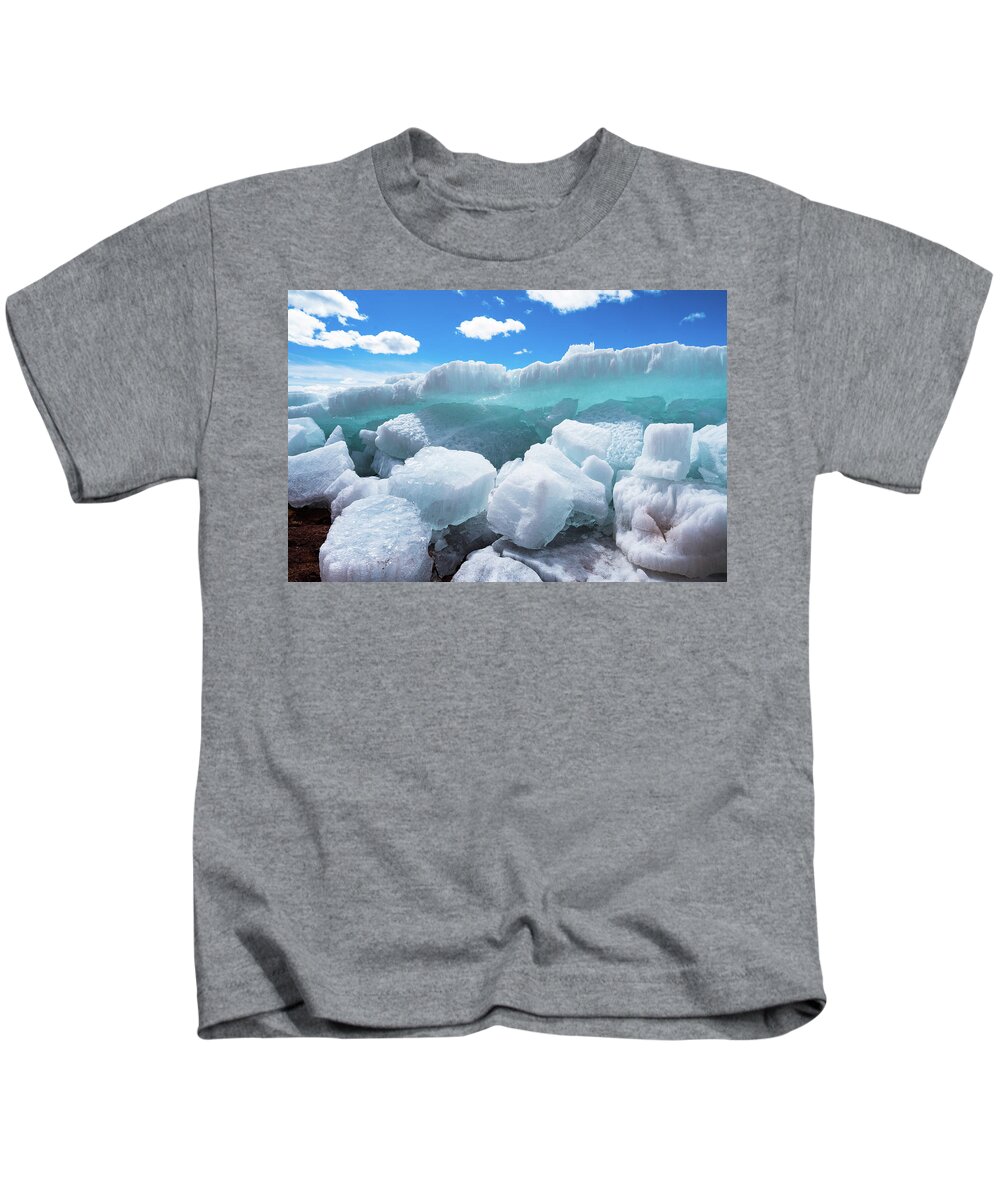 Ice Kids T-Shirt featuring the photograph Layers in Blue by Bryan Carter