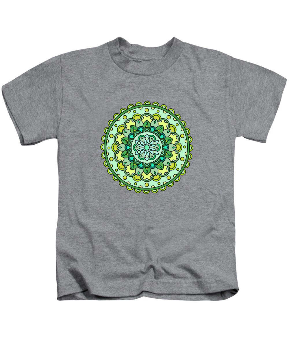 Green Kids T-Shirt featuring the digital art Lemon Lime Mandala by G Lamar Yancy