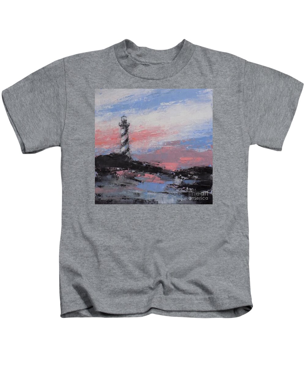 Lighthouse Kids T-Shirt featuring the painting Light Of The World by Dan Campbell