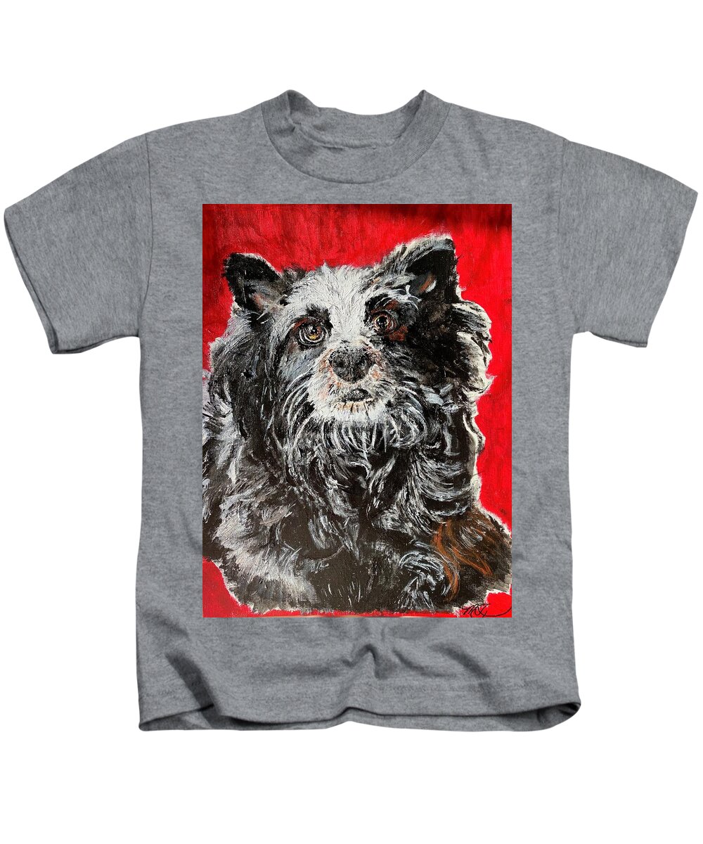 Dog Kids T-Shirt featuring the painting Blue Heeler McNabb Sheppard by Melody Fowler