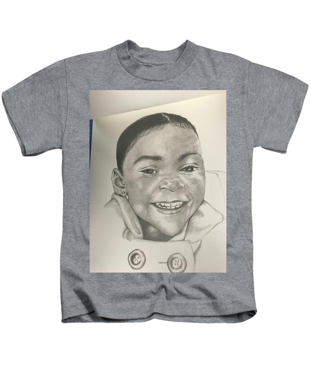  Kids T-Shirt featuring the drawing Little Girl by Angie ONeal