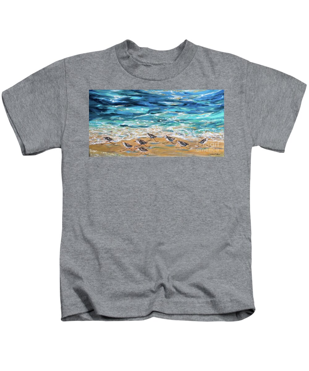 Ocean Kids T-Shirt featuring the painting Little Rebel Dash by Linda Olsen