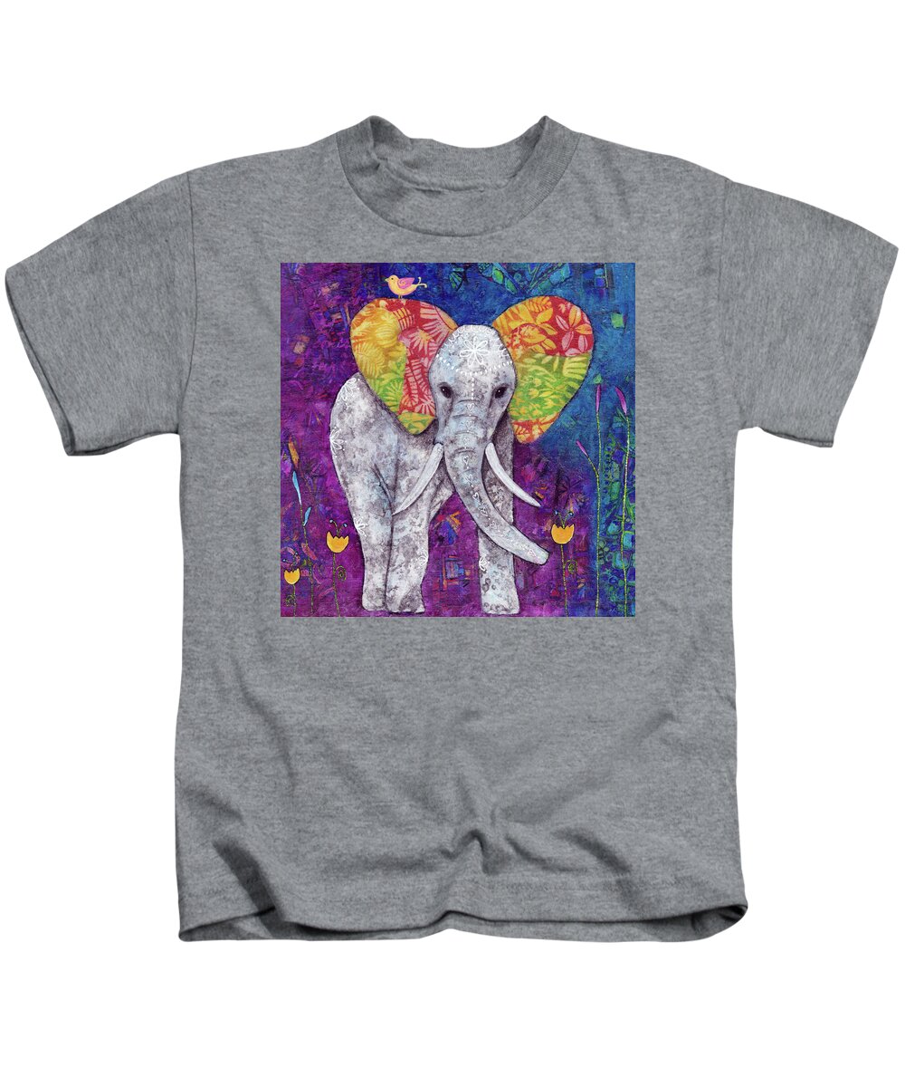 Elephants Kids T-Shirt featuring the painting Live Out Loud by Winona's Sunshyne