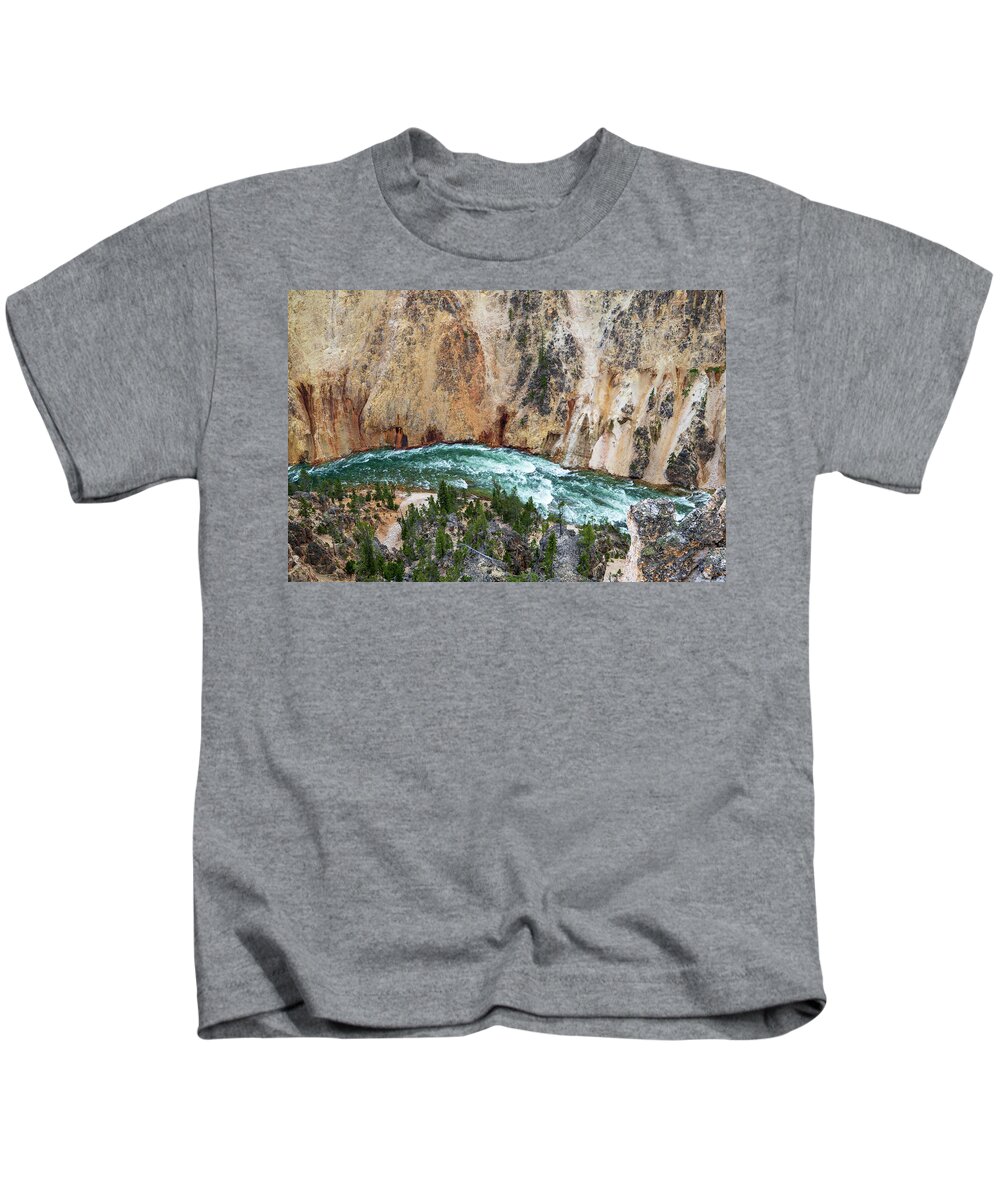 Yellowstone Kids T-Shirt featuring the photograph Looking 1000' into the Grand Canyon of the Yellowstone by Rose Guinther