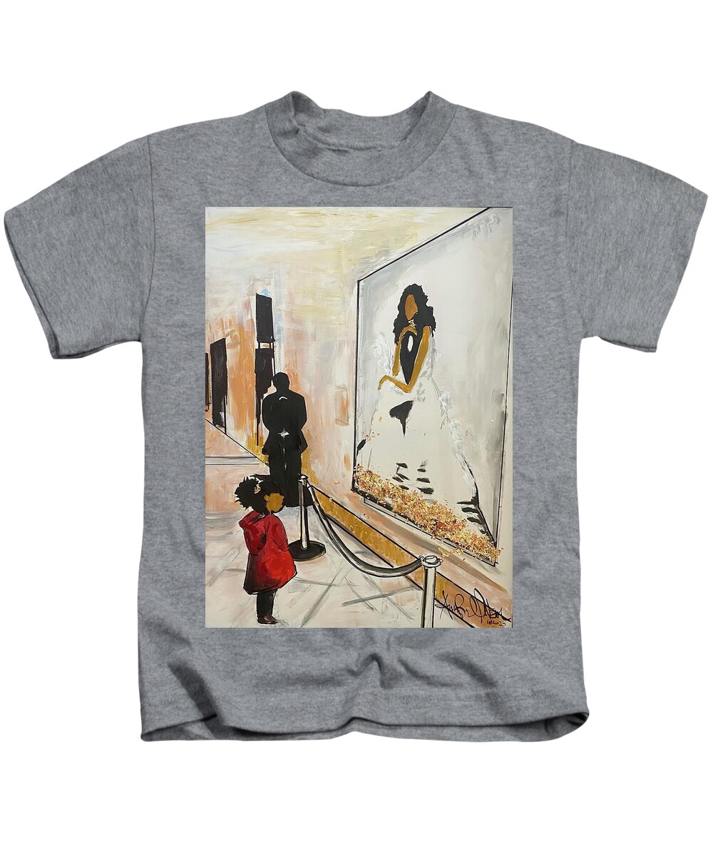  Kids T-Shirt featuring the painting Looking up at Greatness by Angie ONeal