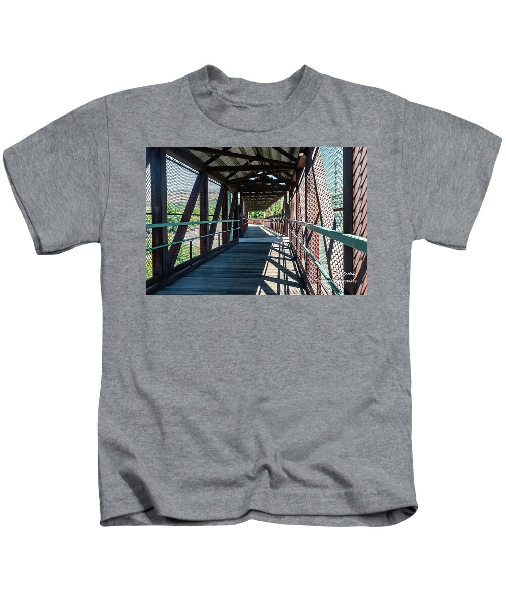 Loop Trail Pedestrian Bridge 1 Kids T-Shirt featuring the photograph Loop Trail Pedestrian Bridge 1 by Tom Cochran