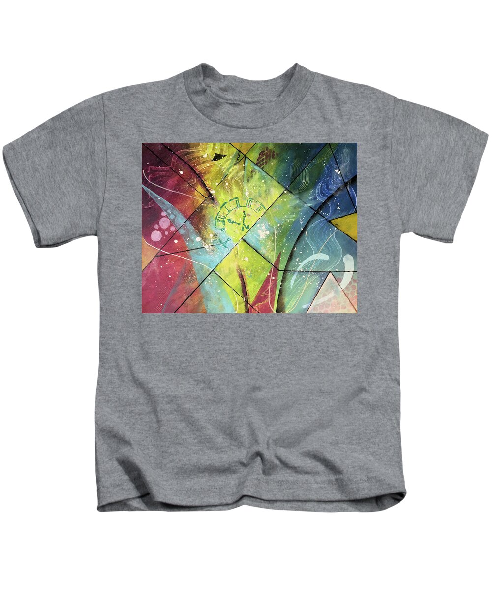 Mixed Media Kids T-Shirt featuring the painting Lost in Time by Art by Gabriele
