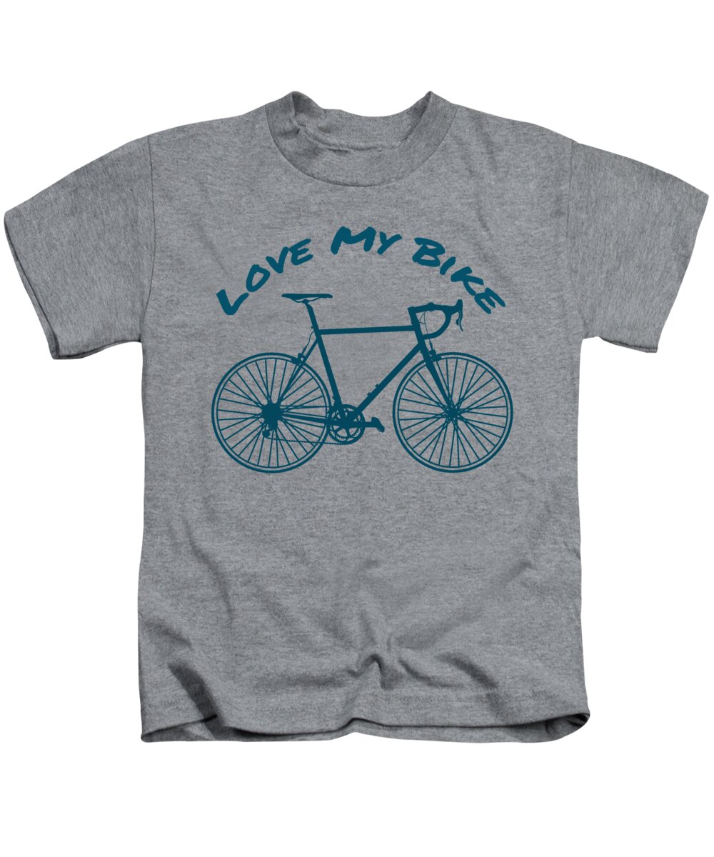 Love My Bike Kids T-Shirt featuring the digital art Love My Bike by Nancy Merkle