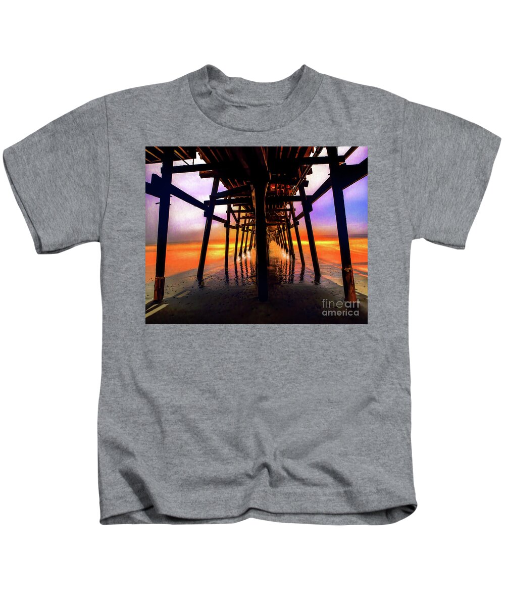 Pier Kids T-Shirt featuring the photograph LOW TIDE, San Clemente Pier, CAlifornia by Don Schimmel