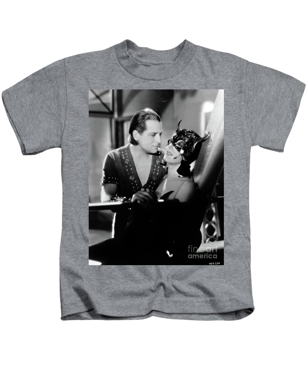 Reginald Denny Kids T-Shirt featuring the photograph Madame Satan 1930 Reginald Denny Kay Johnson by Sad Hill - Bizarre Los Angeles Archive