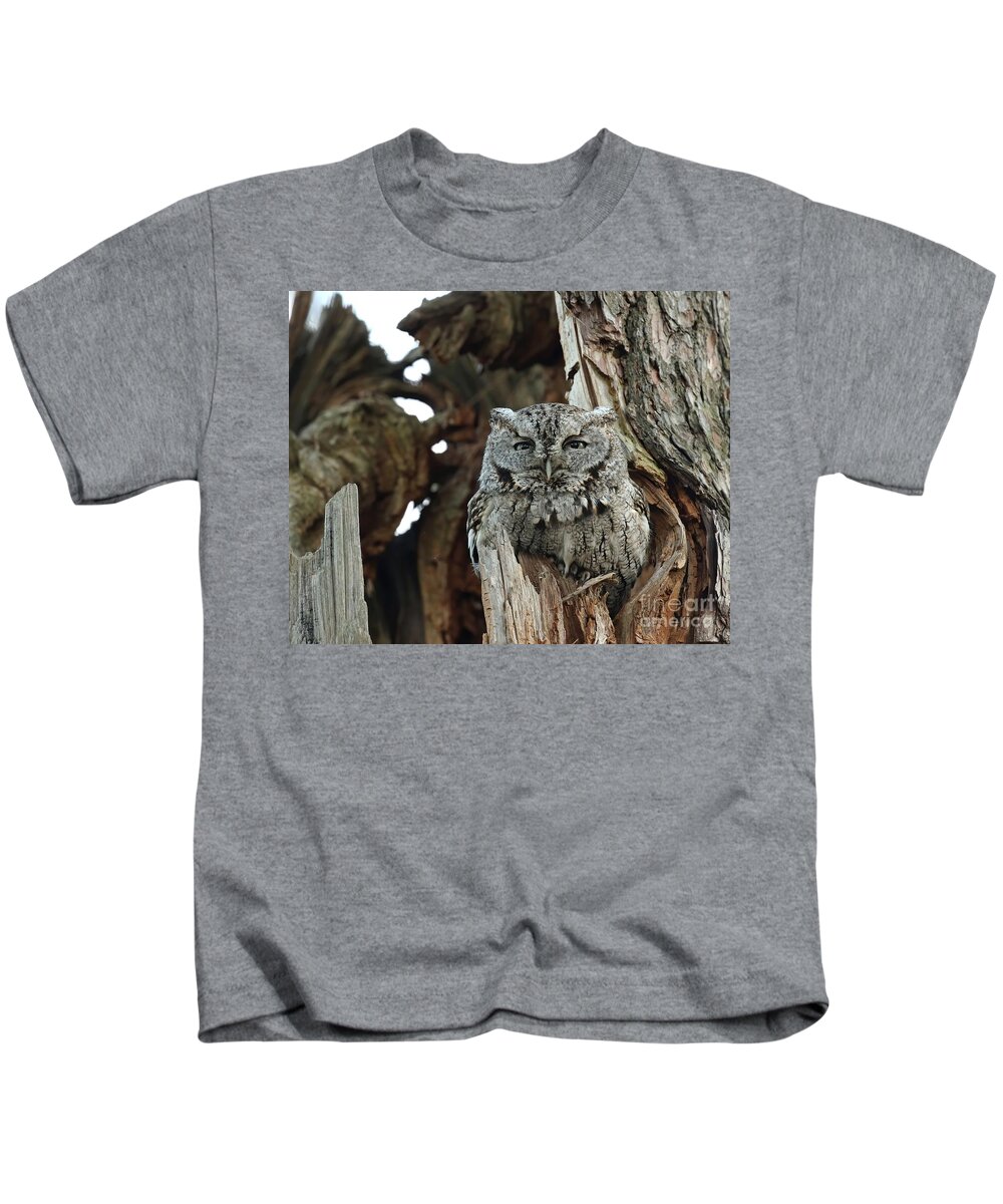 Eastern Screech Owl Kids T-Shirt featuring the photograph Made to measure by Heather King