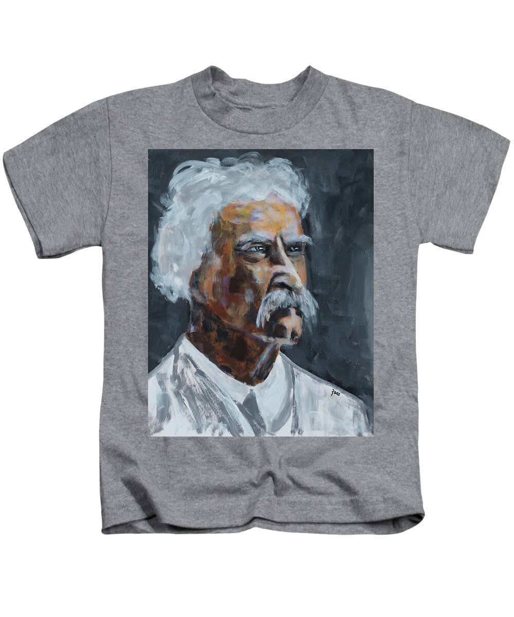 Mark Twain Kids T-Shirt featuring the painting Mark Twain by Mark Ross