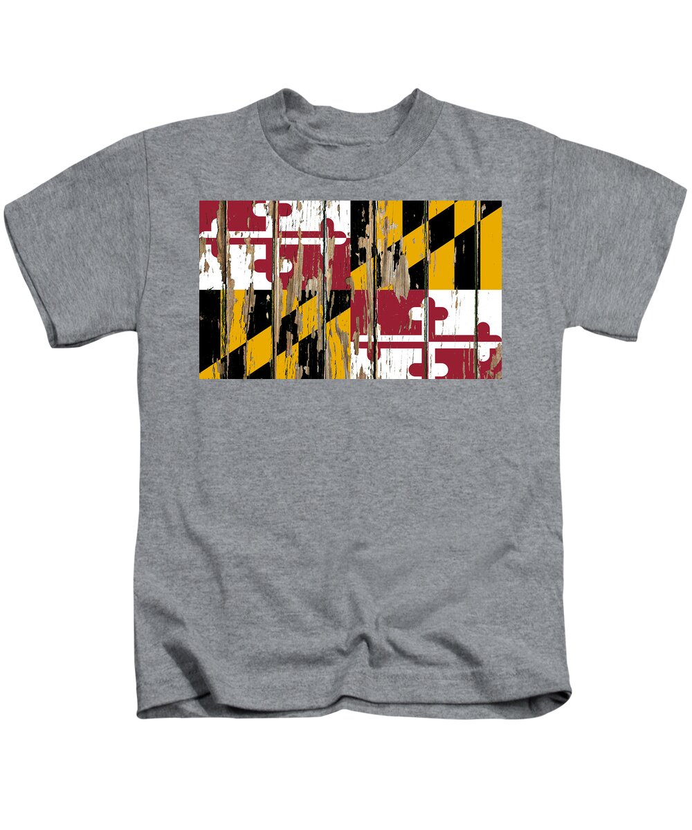 Maryland Flag Peeling Paint Distressed Barnwood Kids T-Shirt by Design  Turnpike - Instaprints