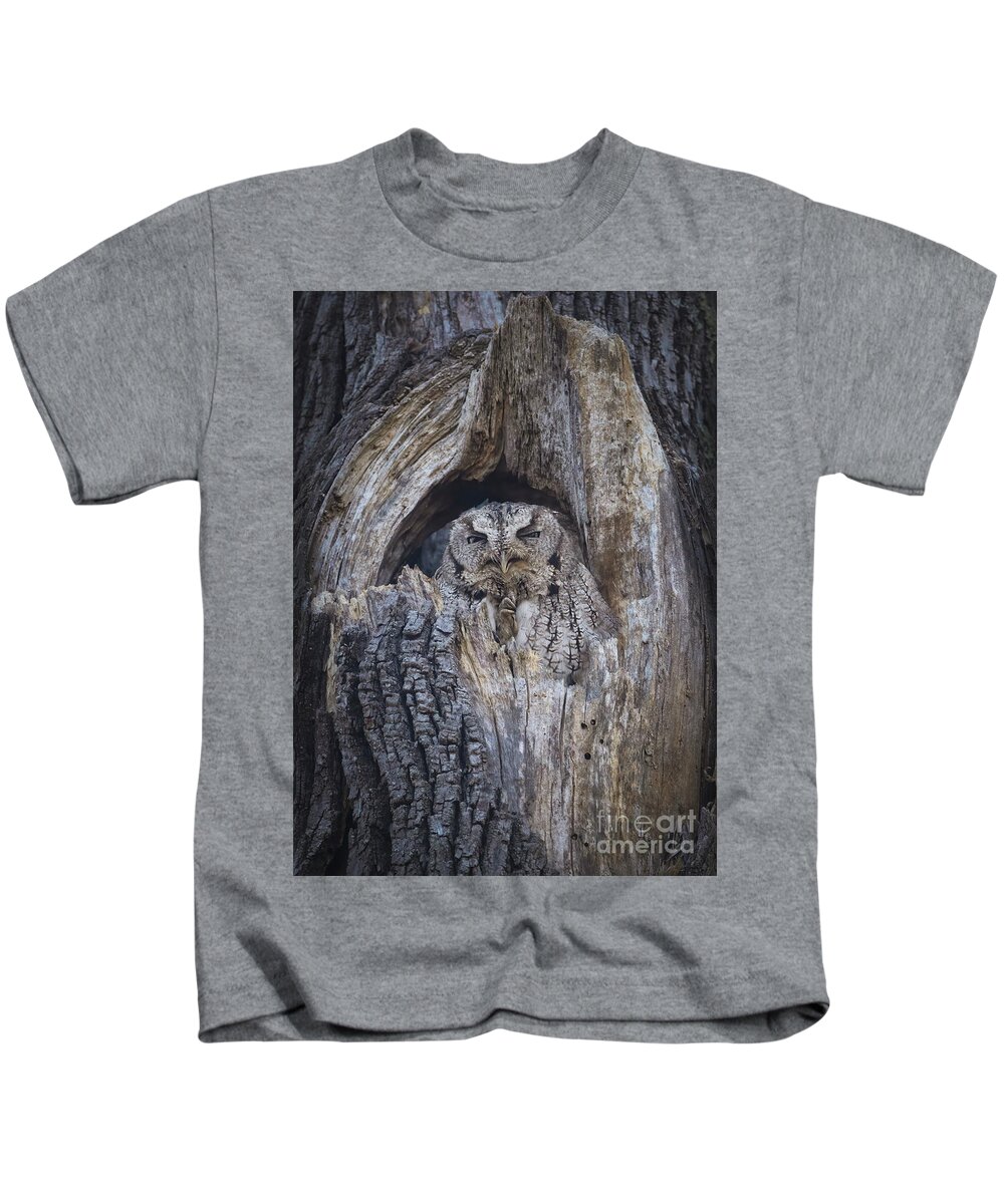 Owl Kids T-Shirt featuring the photograph May the Force be with you by Darya Zelentsova