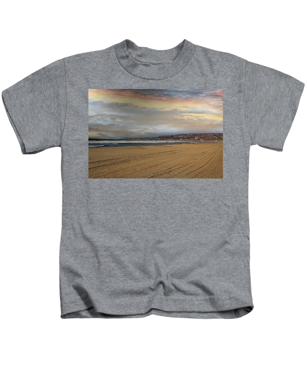 Beach Kids T-Shirt featuring the photograph Mission Beach Gold by Alison Frank