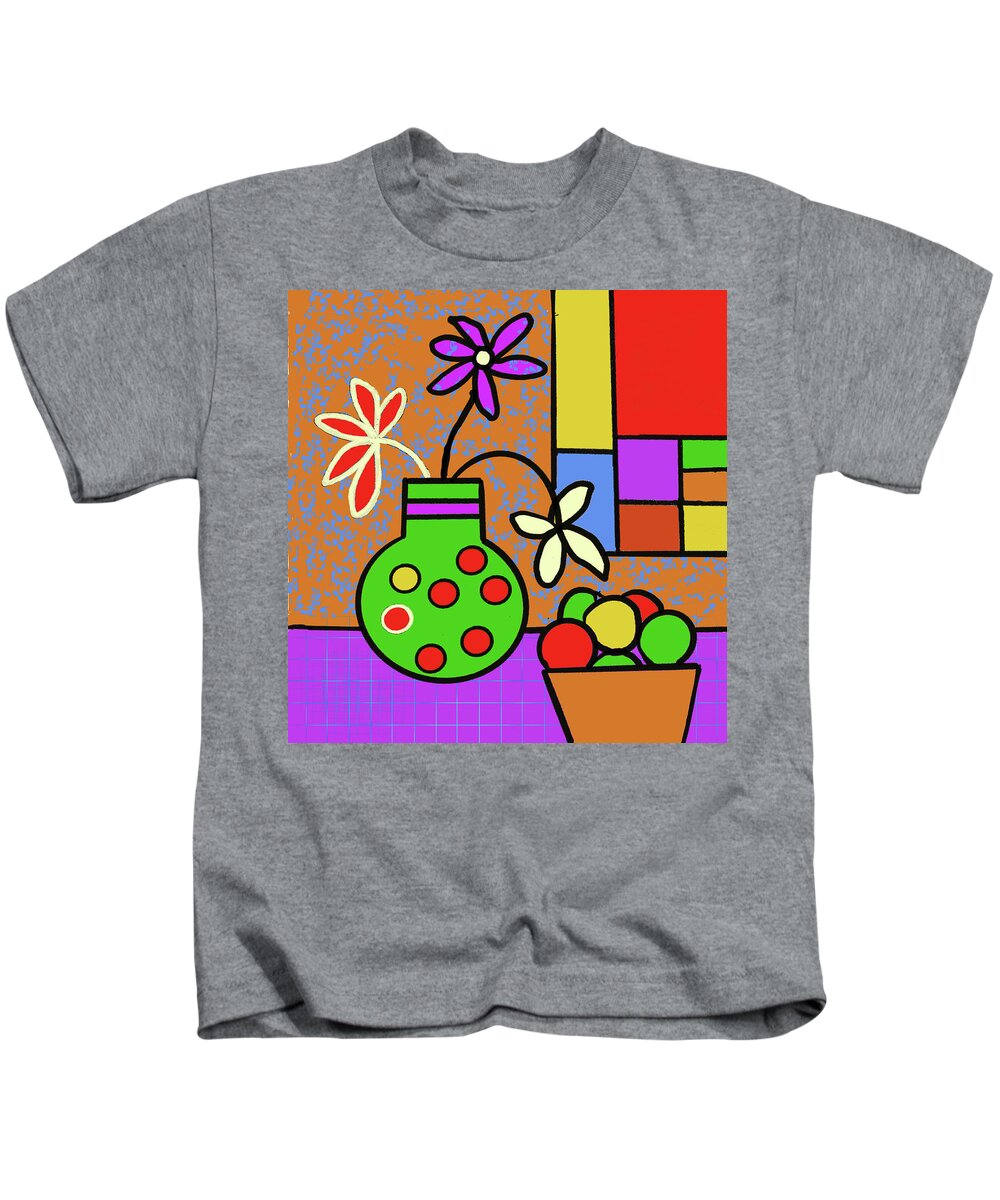 Abstract Kids T-Shirt featuring the painting Mondrian still life by Jeremy Holton