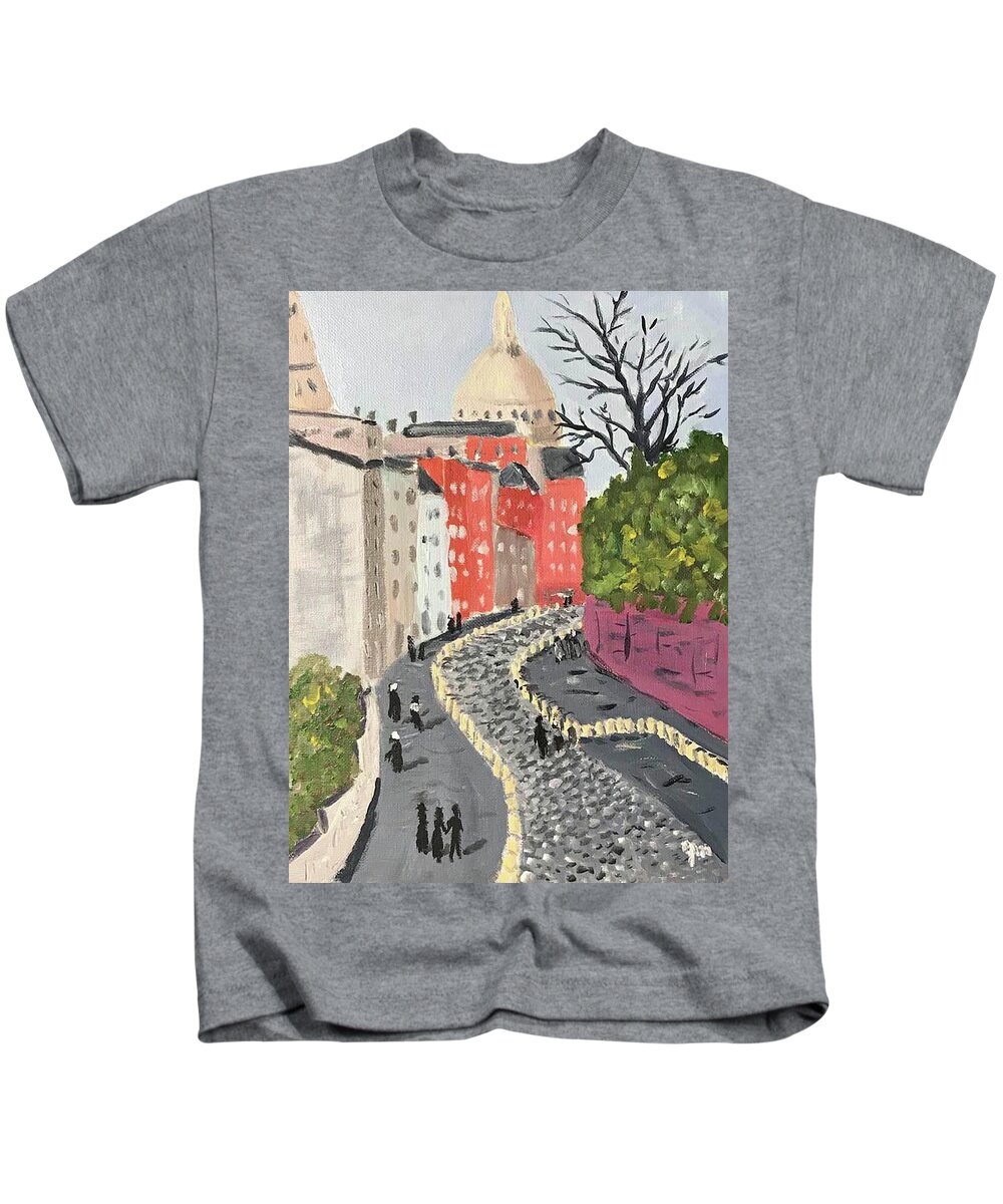  Kids T-Shirt featuring the painting Montmartre 7 by John Macarthur