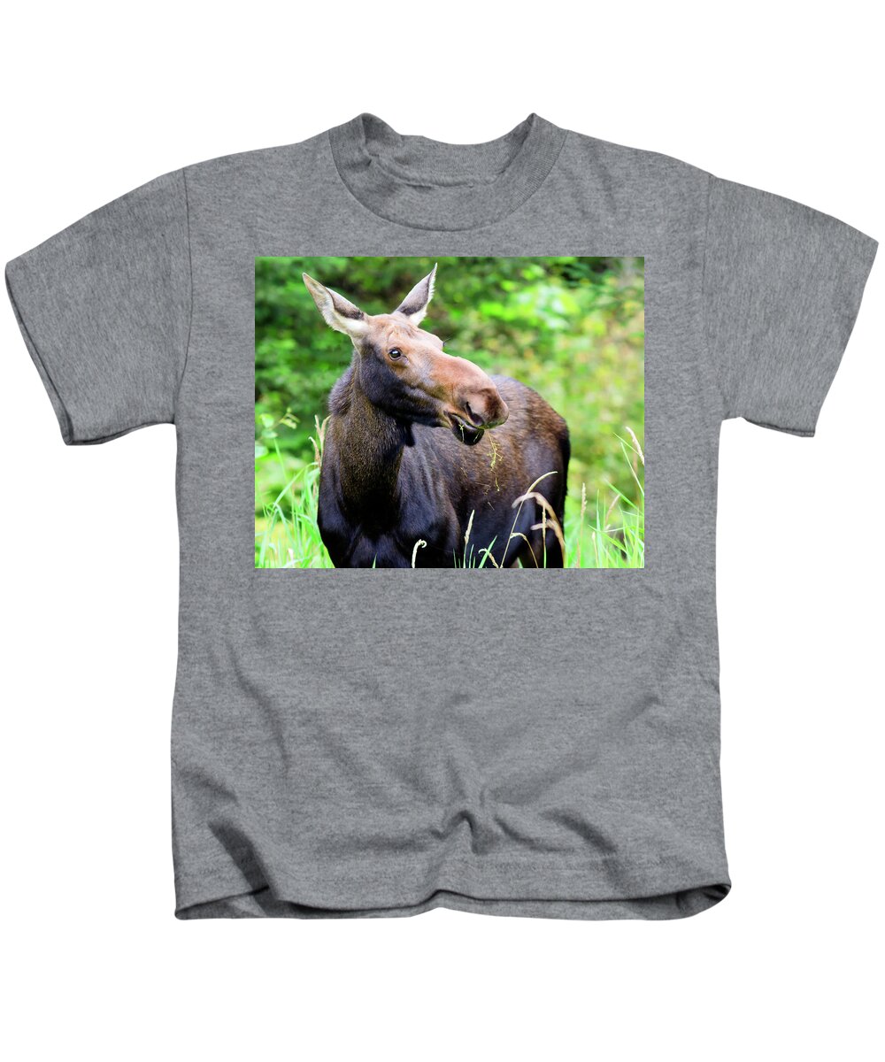Moose Kids T-Shirt featuring the photograph Moose by John Rowe