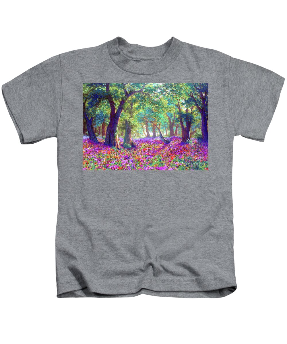 Landscape Kids T-Shirt featuring the painting Morning Dew by Jane Small