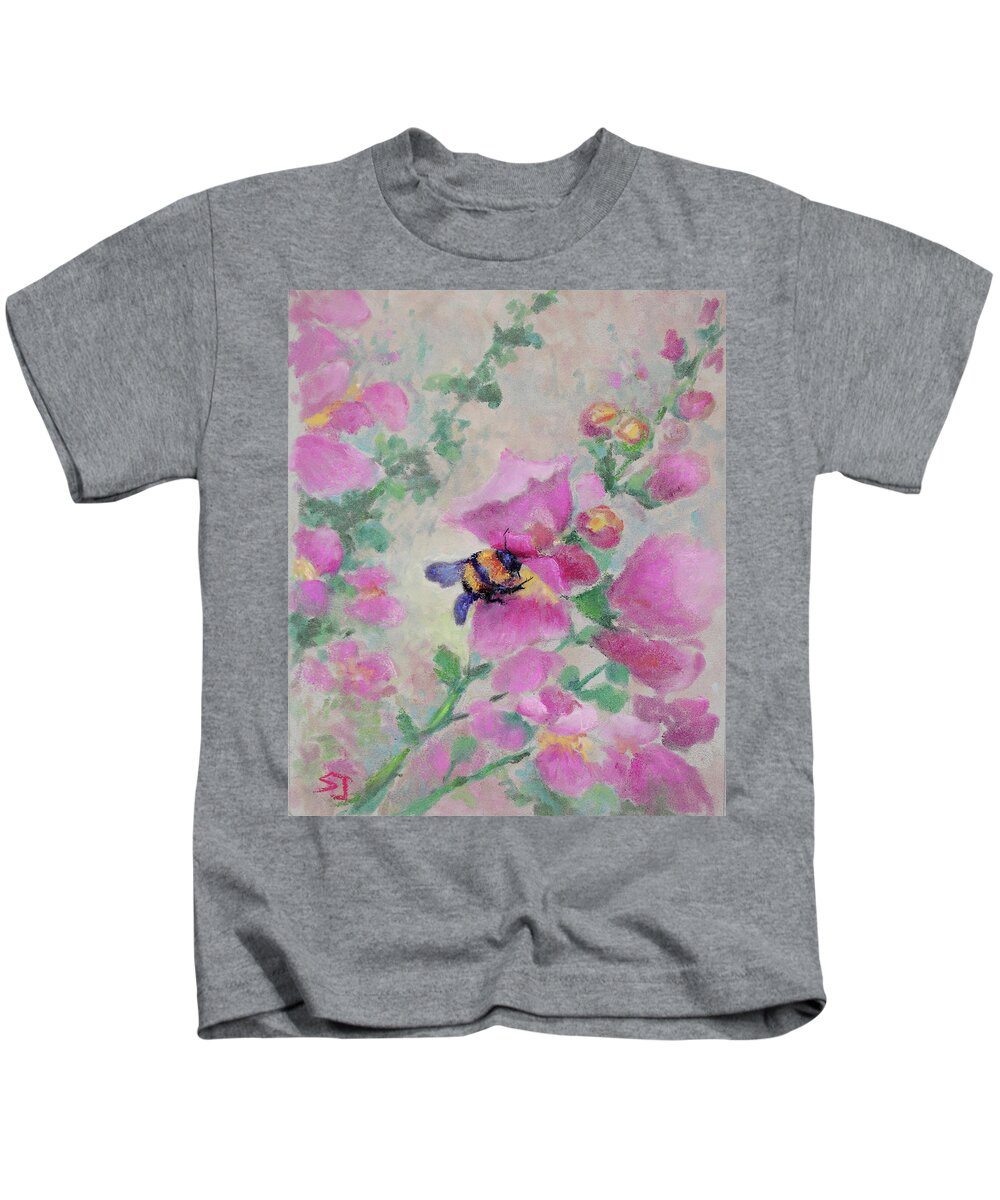 Bumble Bee Kids T-Shirt featuring the painting Morning Kiss by Susan Jenkins