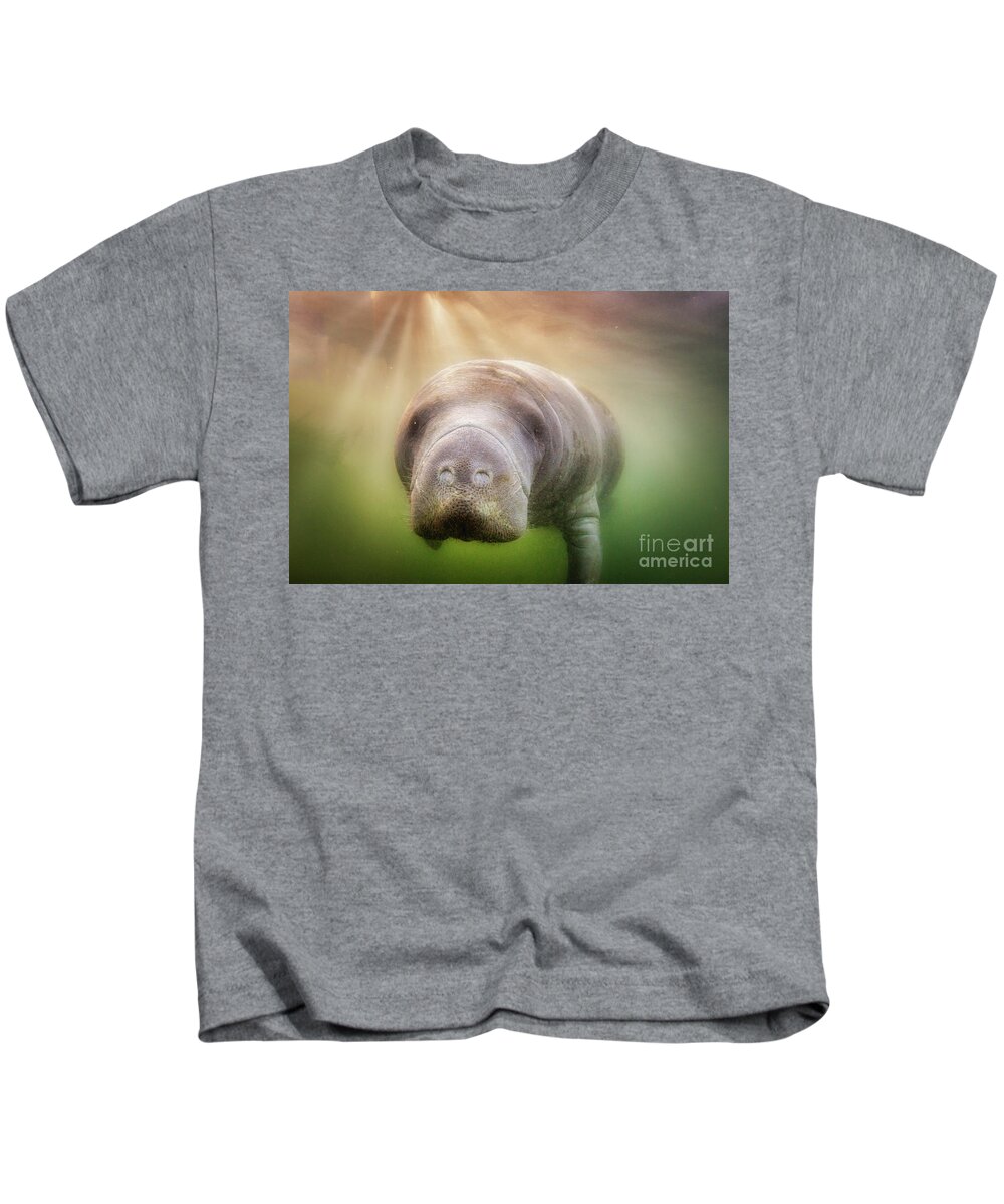 American Manatee Kids T-Shirt featuring the photograph Rays Of Hope by John Hartung  ArtThatSmiles com