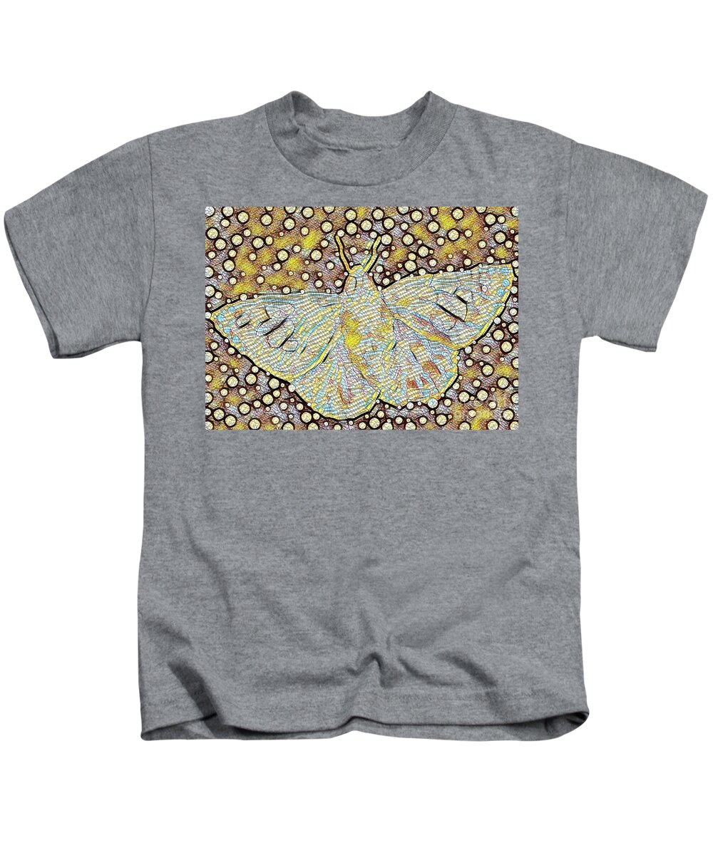 Moth Digital Abstract Pattern Bag Nature Bug Insect Kids T-Shirt featuring the digital art Mosaic Moth by Bradley Boug