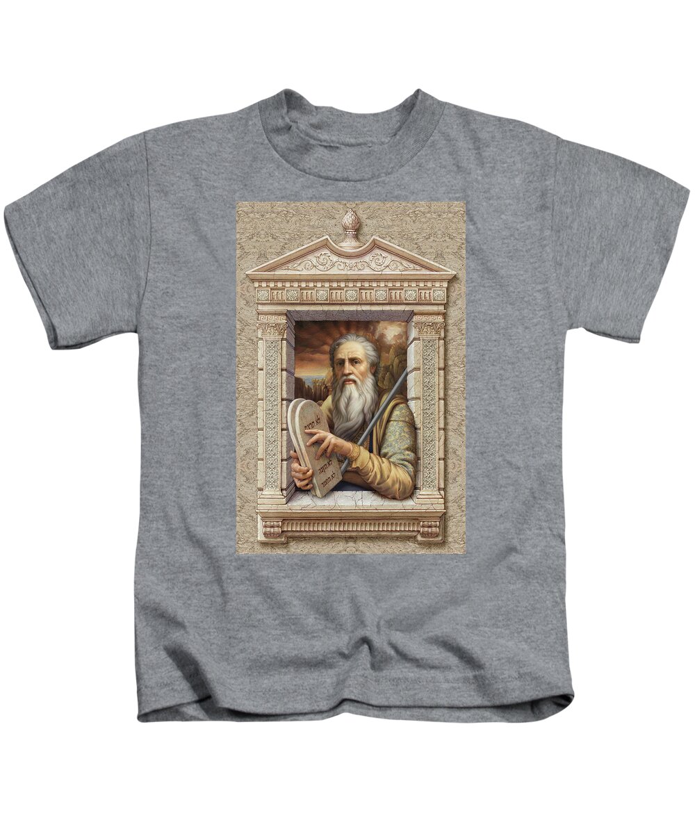 Christian Art Kids T-Shirt featuring the painting Moses by Kurt Wenner