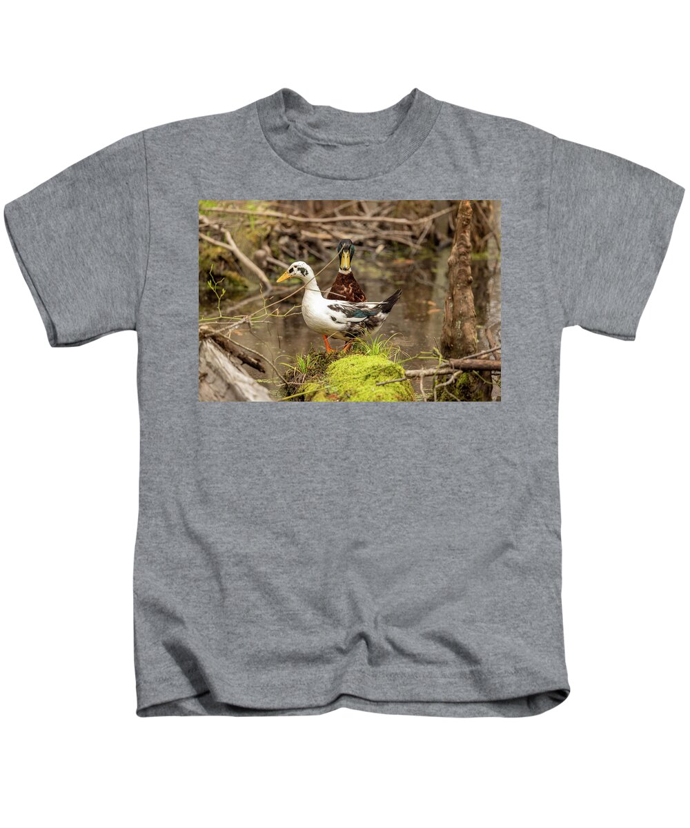 Nature Photography Kids T-Shirt featuring the photograph Motley Crue by Donna Twiford