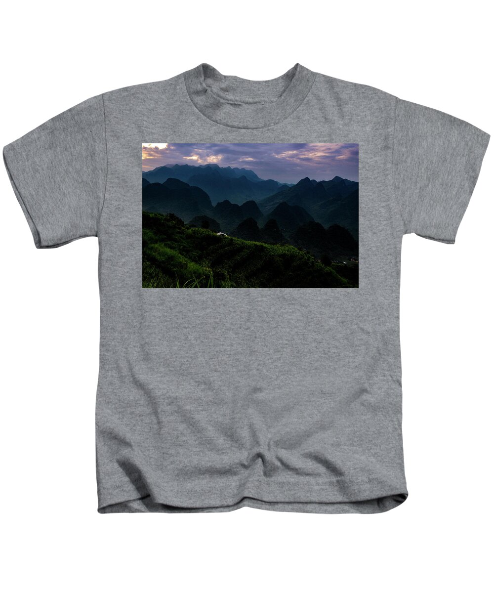 Ha Giang Kids T-Shirt featuring the photograph Waiting For The Night - Ha Giang Loop Road. Northern Vietnam by Earth And Spirit