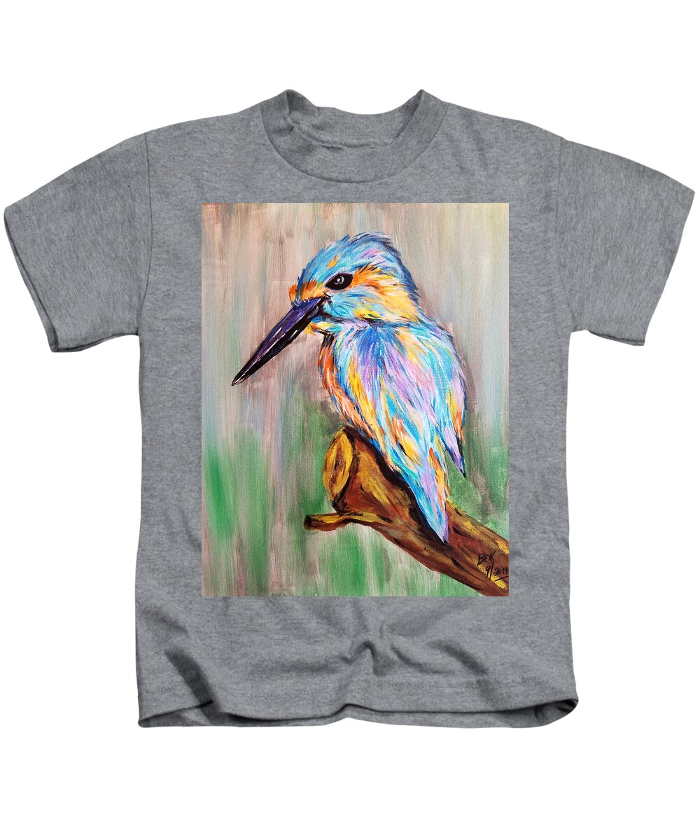 King Fisher Kids T-Shirt featuring the painting Mr King Fisher by Brent Knippel