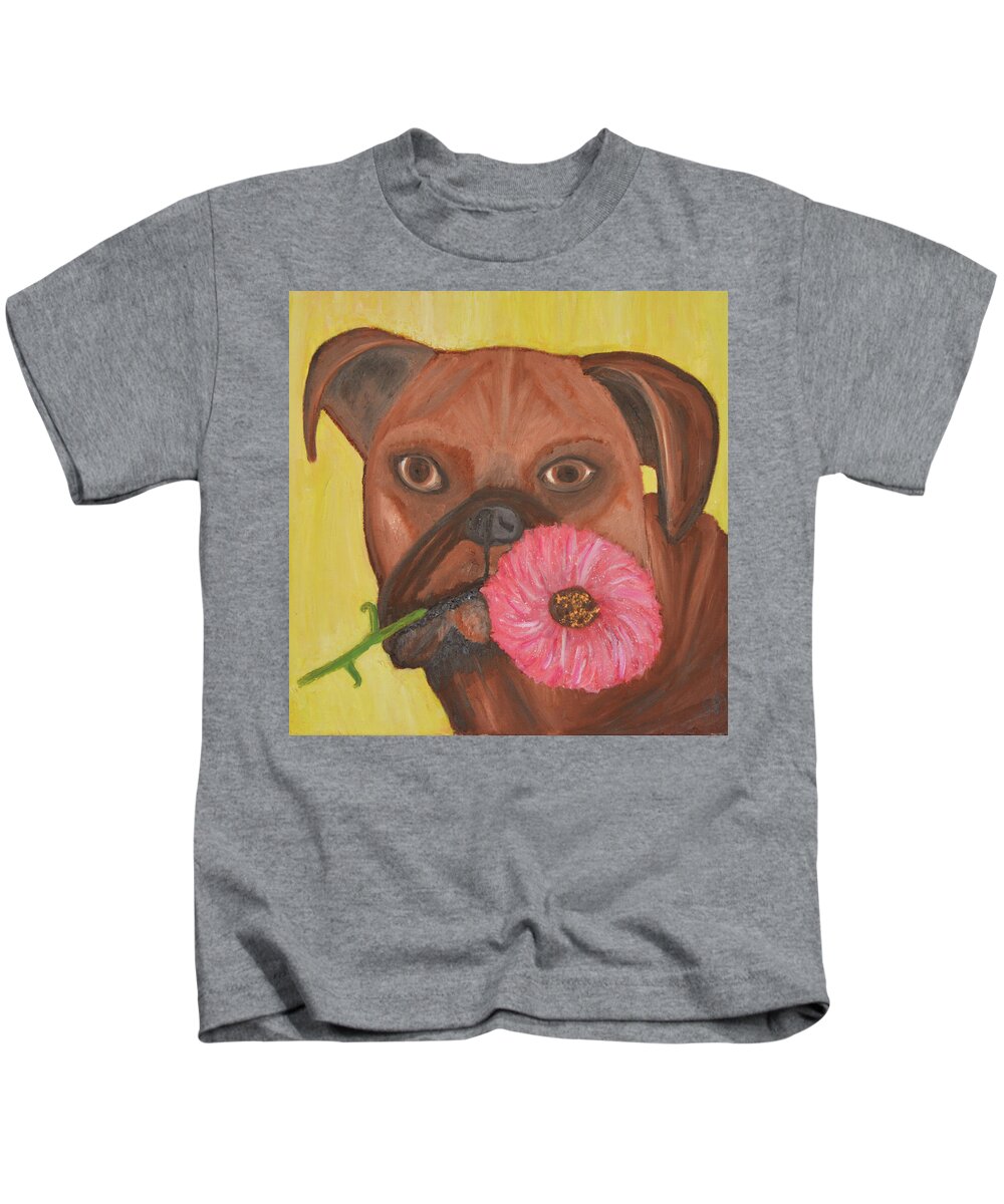 Dogs Kids T-Shirt featuring the painting Ms. Marigold by Anita Hummel