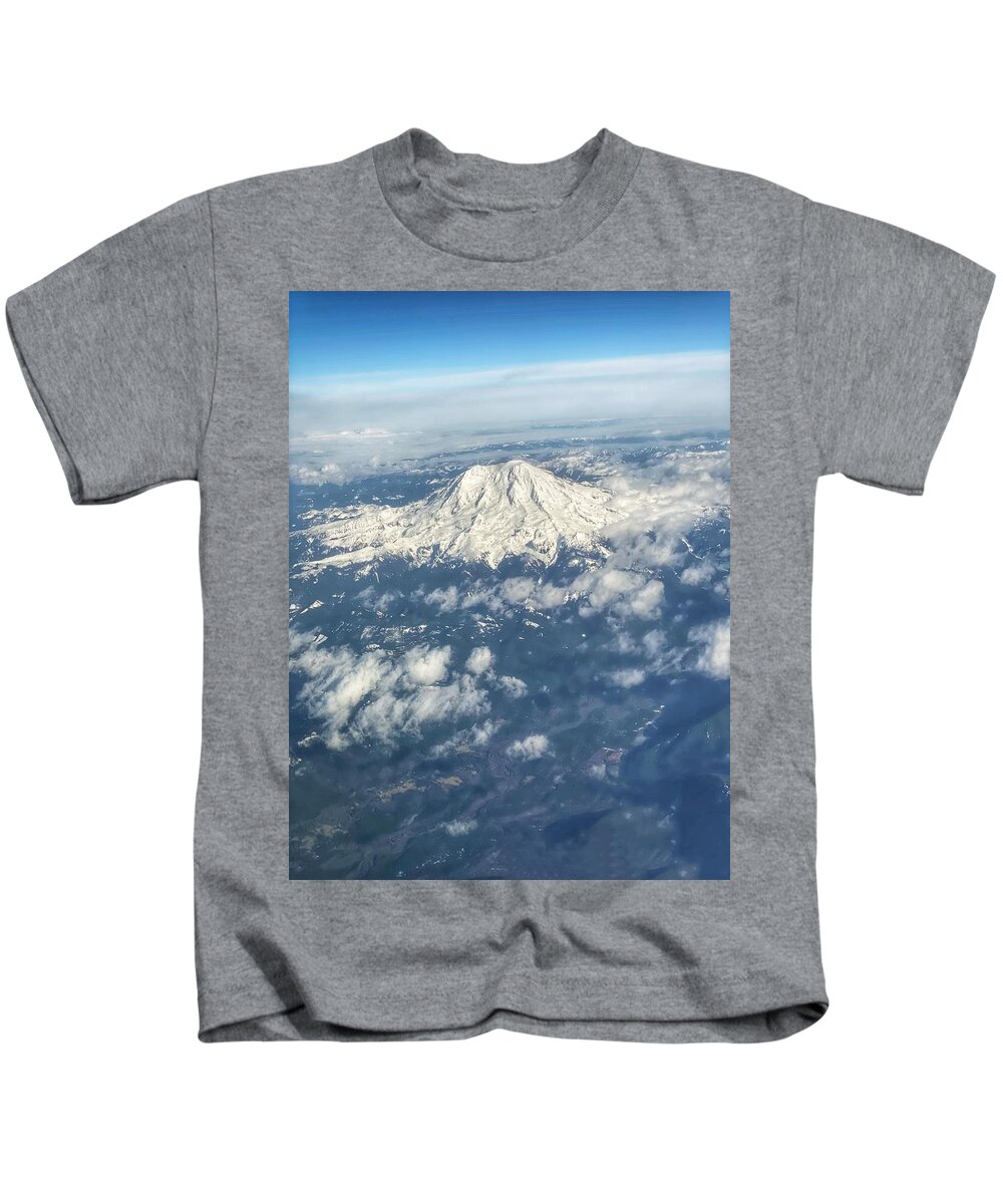 Looking Down Kids T-Shirt featuring the photograph Mount Rainier by Jerry Abbott