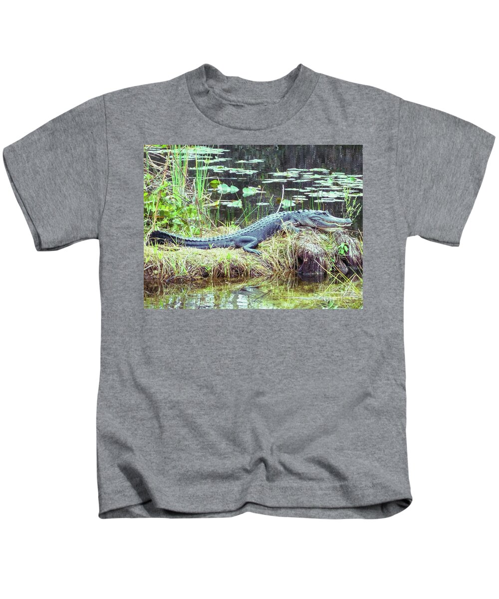 Alligator Kids T-Shirt featuring the photograph Never Trust a Smiling Reptile 1 by David Ragland