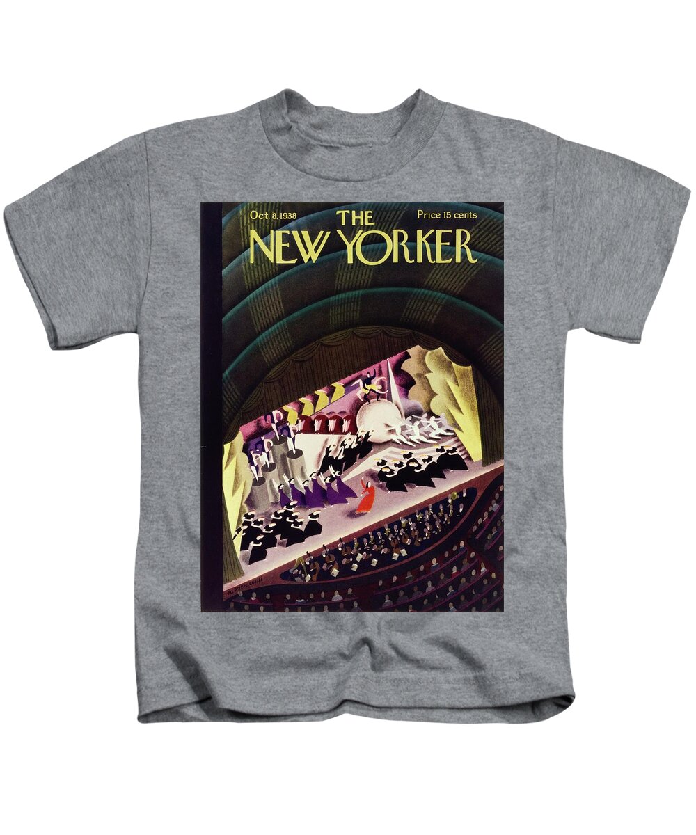 Illustration Kids T-Shirt featuring the painting New Yorker October 8, 1938 by Antonio Petruccelli