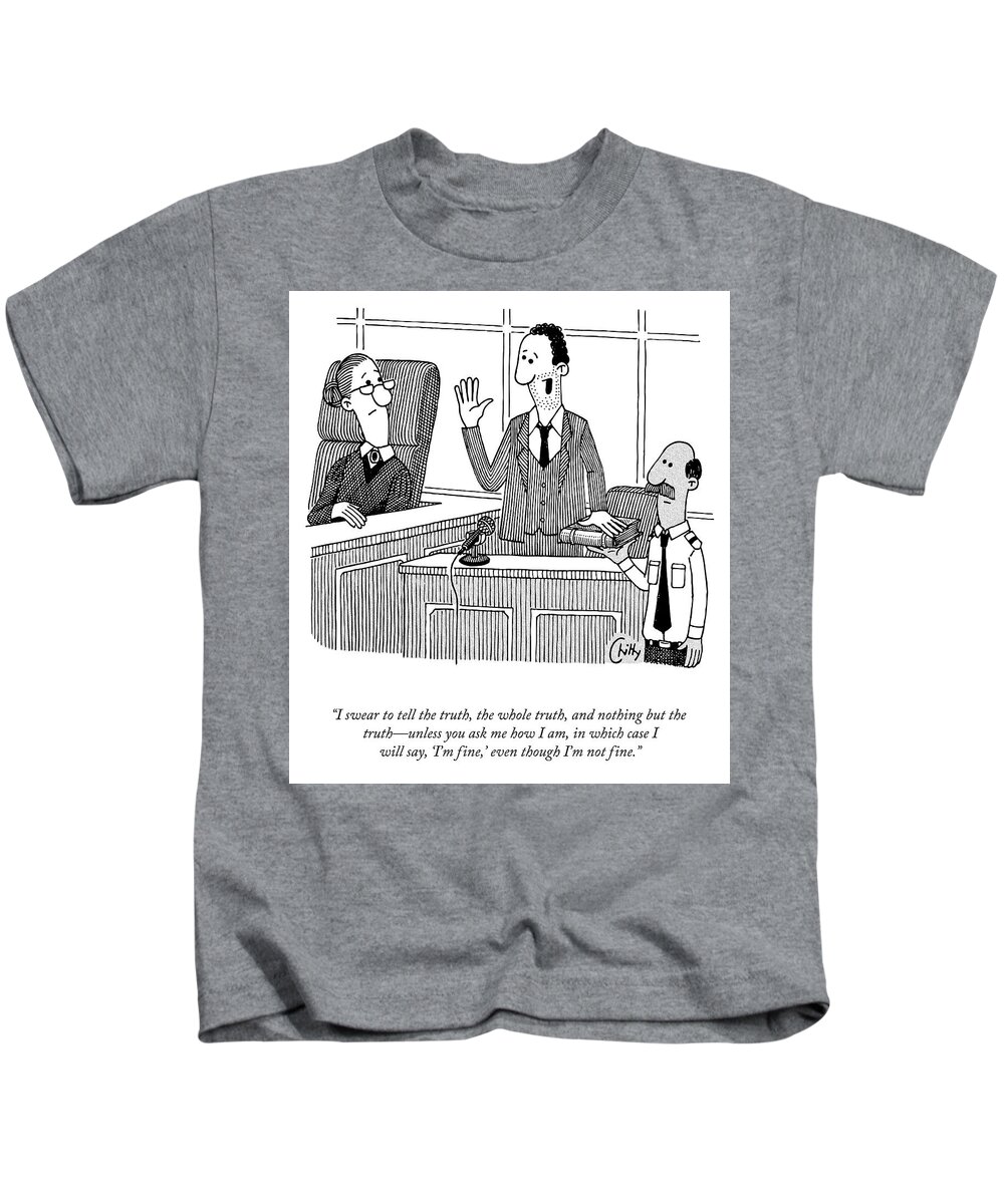 “i Swear To Tell The Truth Kids T-Shirt featuring the drawing Nothing but the Truth by Tom Chitty