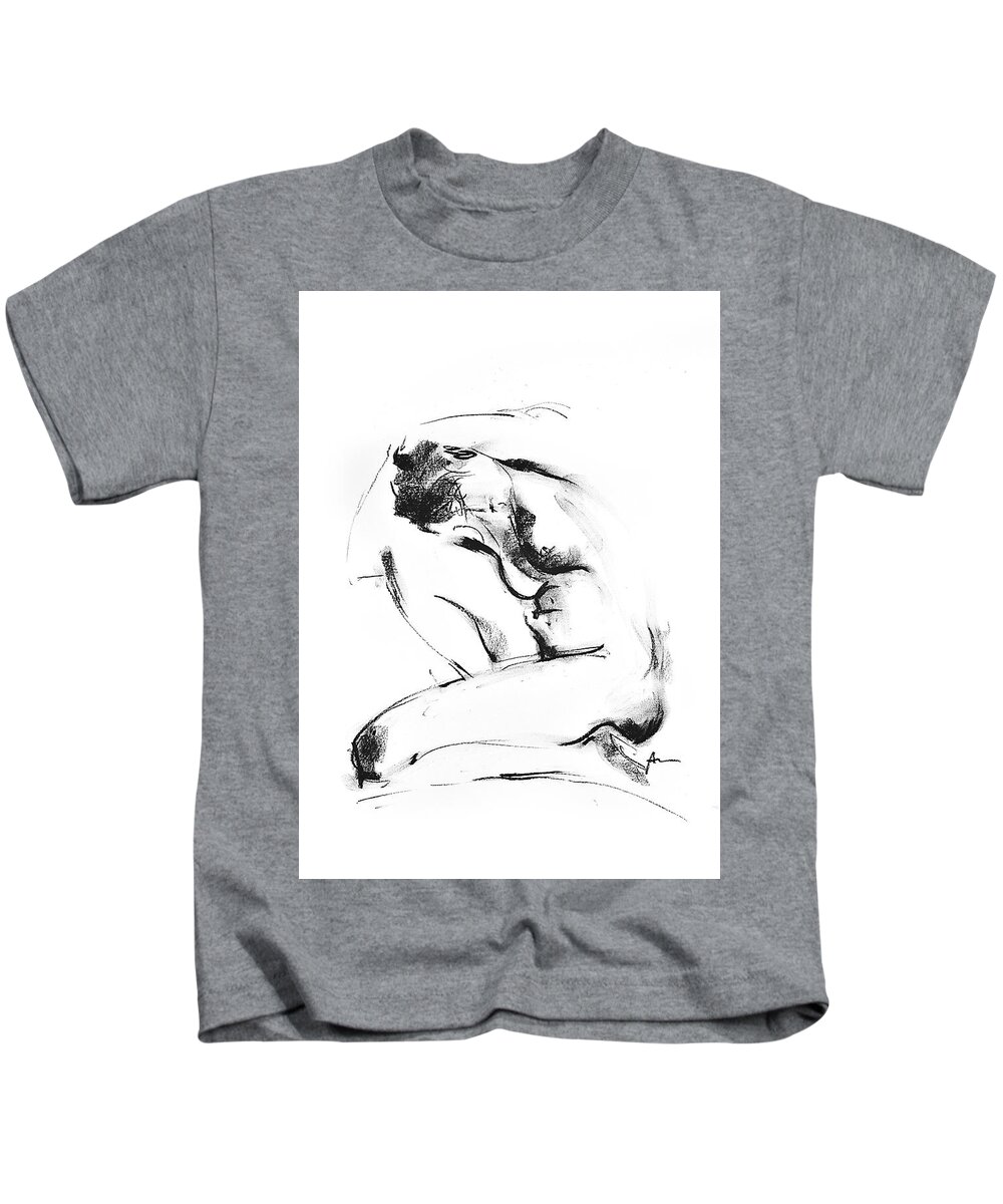 Nude Kids T-Shirt featuring the drawing Nude 015 by Ani Gallery