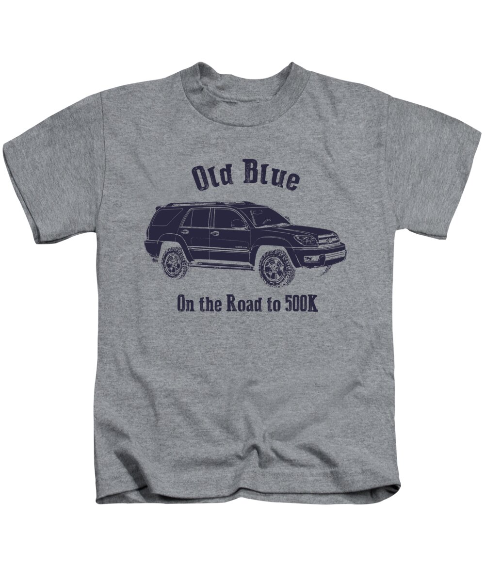 Old Blue Kids T-Shirt featuring the digital art Old Blue - Blue Lettering by Peter Tellone