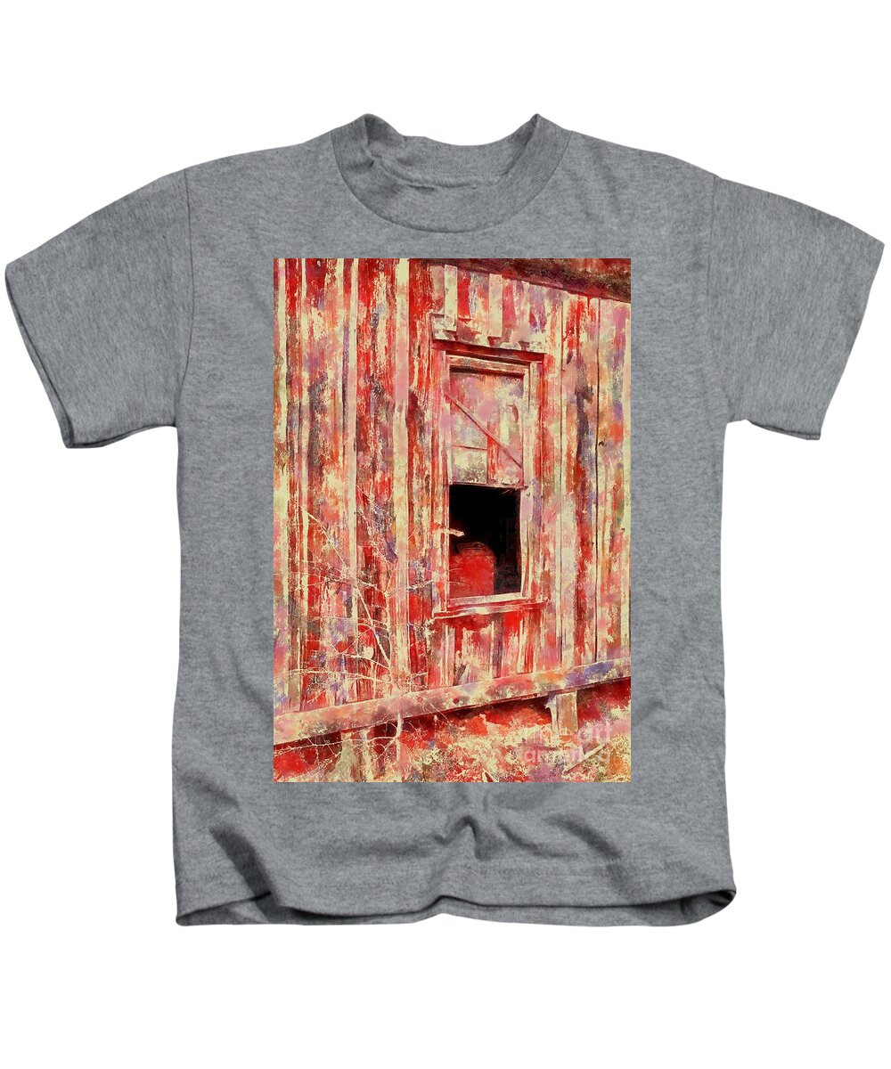 Window Kids T-Shirt featuring the digital art Old building detail #1 by Fran Woods