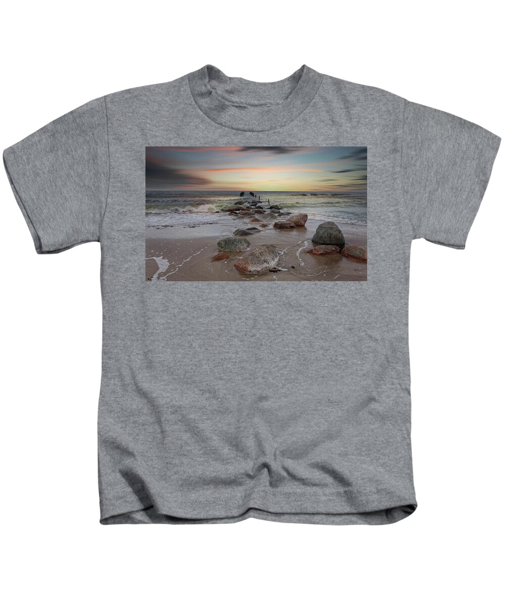 Photography Kids T-Shirt featuring the photograph Once Fishermen Boats Were There Latvia by Aleksandrs Drozdovs