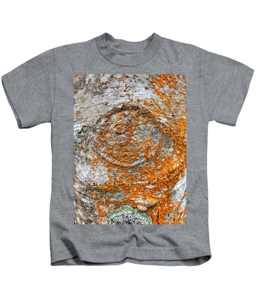 Macro Kids T-Shirt featuring the photograph Orange Tree Bark Macro by Jerry Abbott