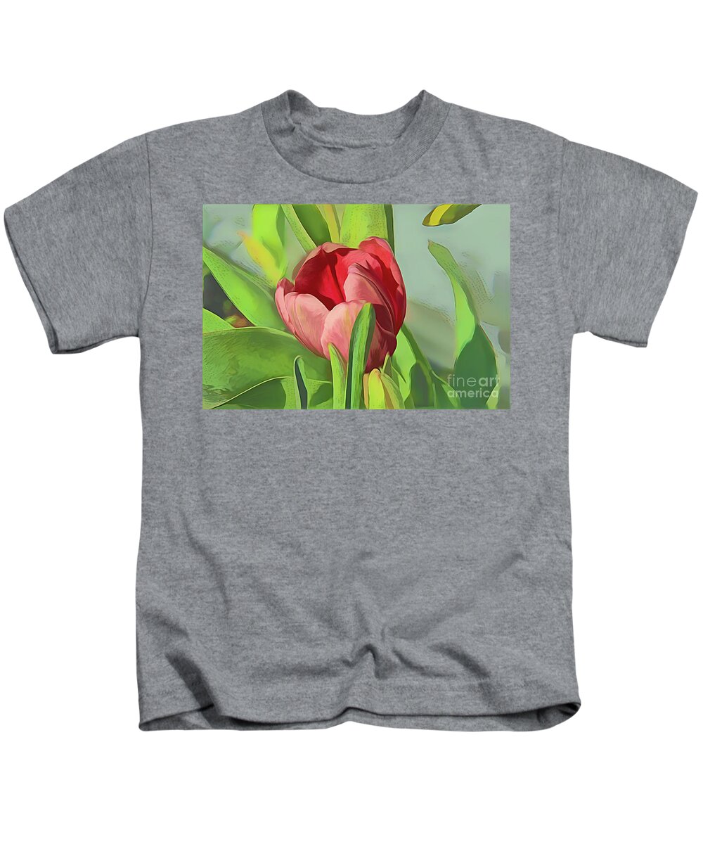 Tulips Kids T-Shirt featuring the photograph Orange Tulip in Watercolor by Diana Mary Sharpton