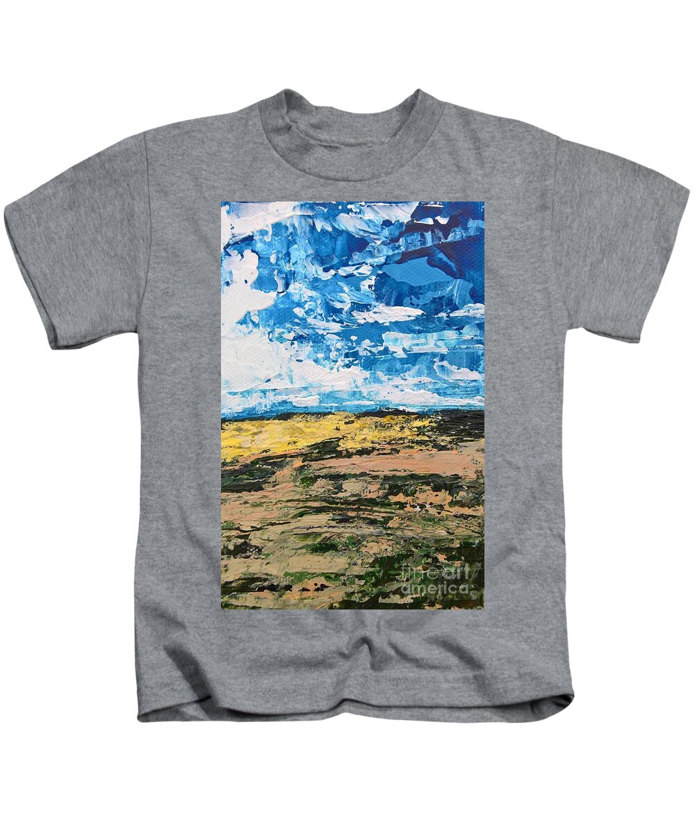 Original Acrylic Painting Kids T-Shirt featuring the painting Oval Beach Dunes by Lisa Dionne