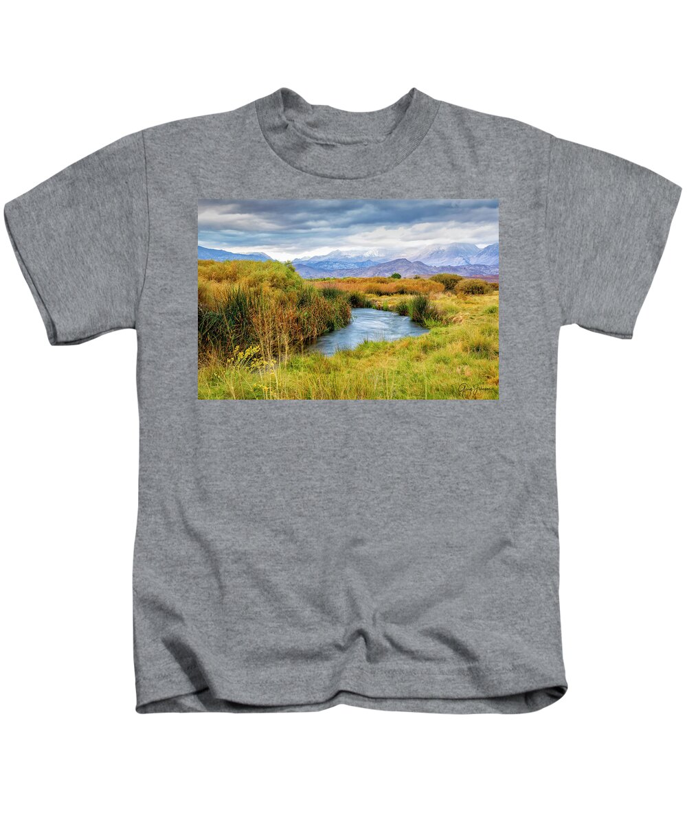 Owens-river Kids T-Shirt featuring the photograph Owens River by Gary Johnson
