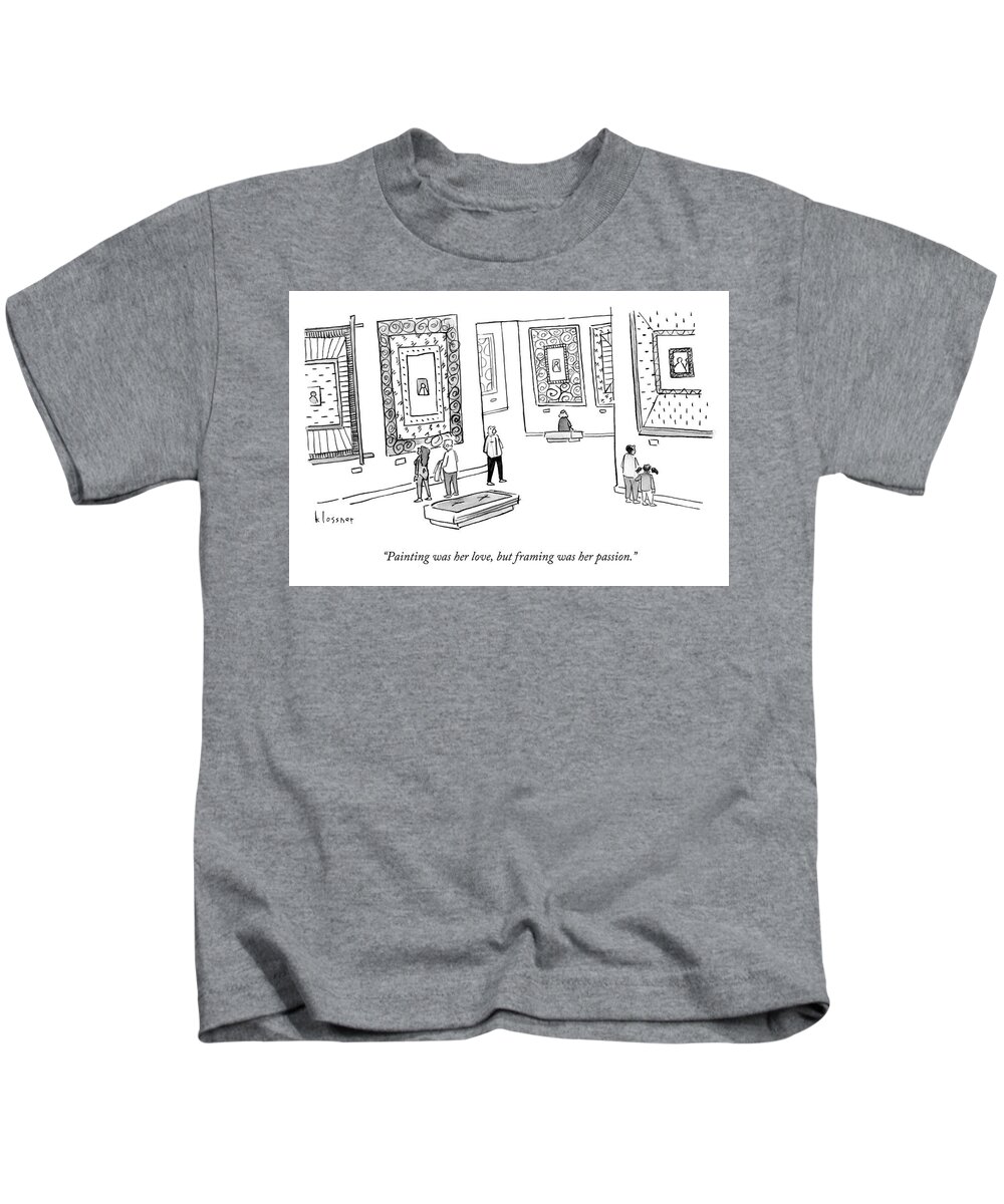 “painting Was Her Love Kids T-Shirt featuring the drawing Painting Was Her Love by John Klossner