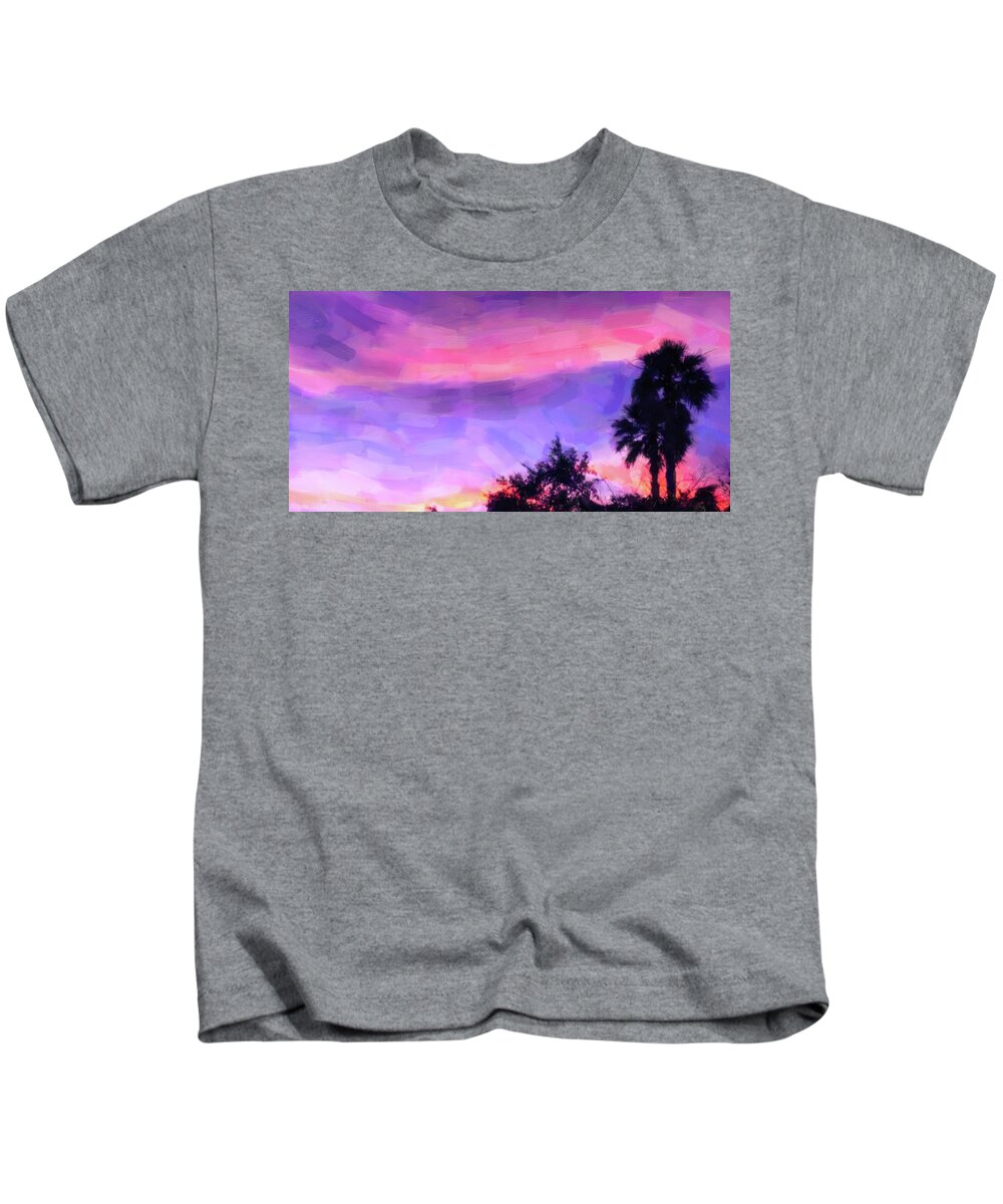 Palms Kids T-Shirt featuring the painting Palms 2 by Darrell Foster