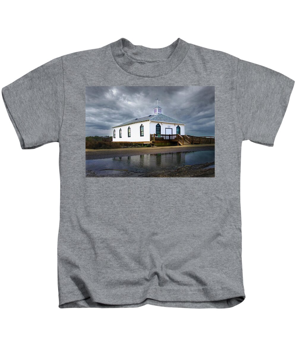 Pawleys Island Kids T-Shirt featuring the photograph Pawleys Island Chapel Reflections by Norma Brandsberg